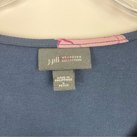 J. Jill Wearever Collection Blue Pink Floral Dress Transitional V Neck‎ Cozy LP - Picture 2 of 7